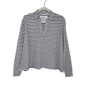 Frank & Eileen Patrick Popover Henley in Navy Stripe, M
